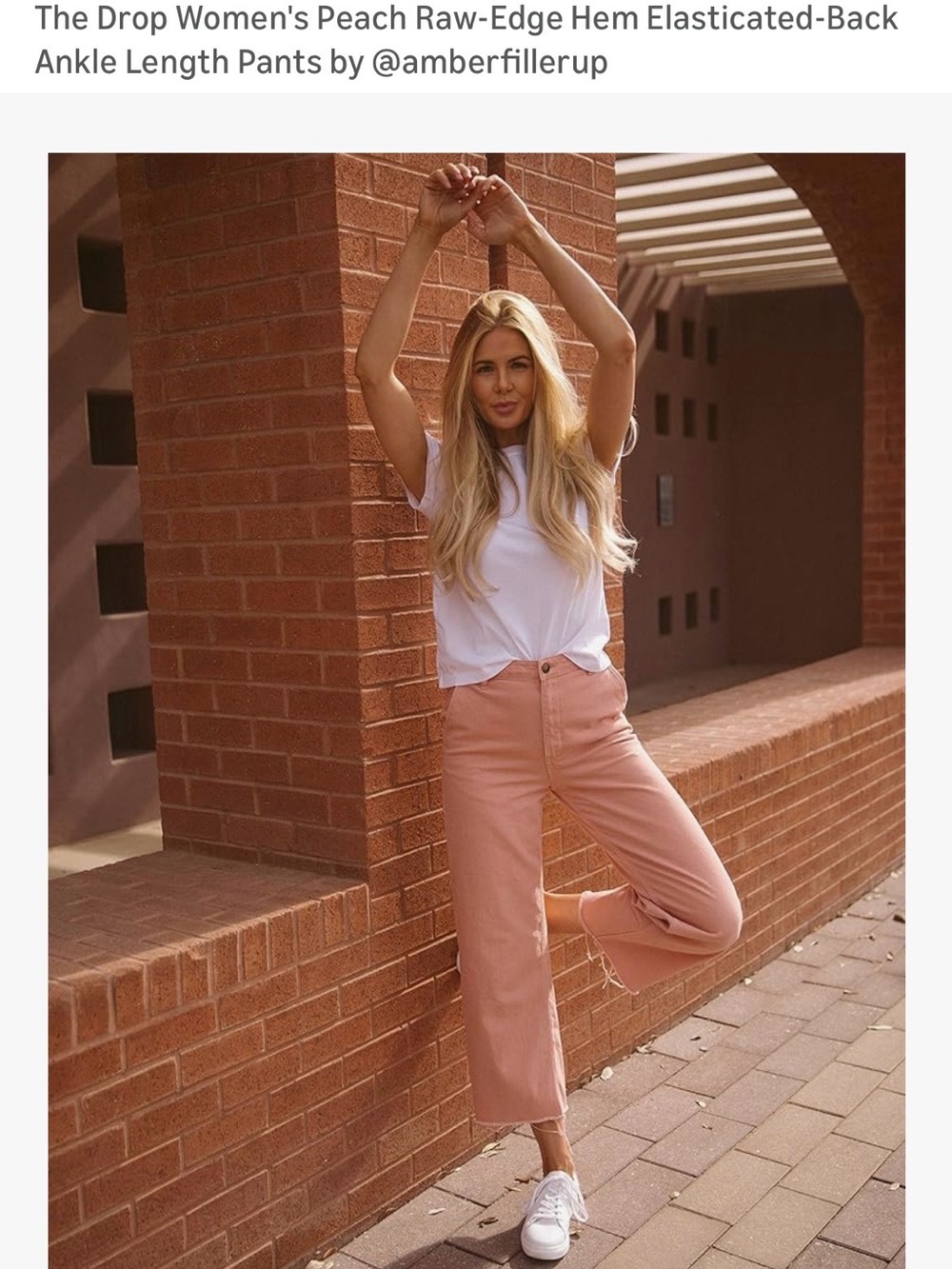 Peach Straight-Leg Raw-Hem Pants